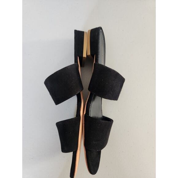 Defect New Mansur Gavriel Suede Double Strap Flat Sandal Size 37 Black - Picture 3 of 9